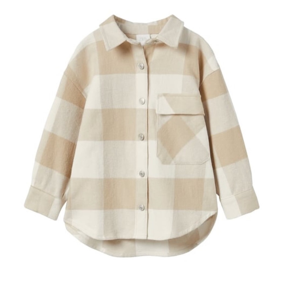 NWT Zara Kids Ecru/White Plaid Top